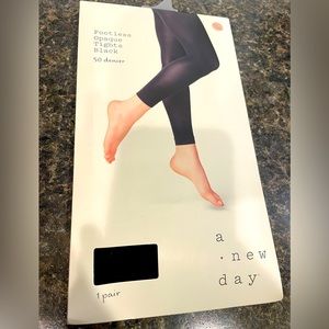 New Women's 50D Opaque Footless Tights - A New Day™ Black L/XL